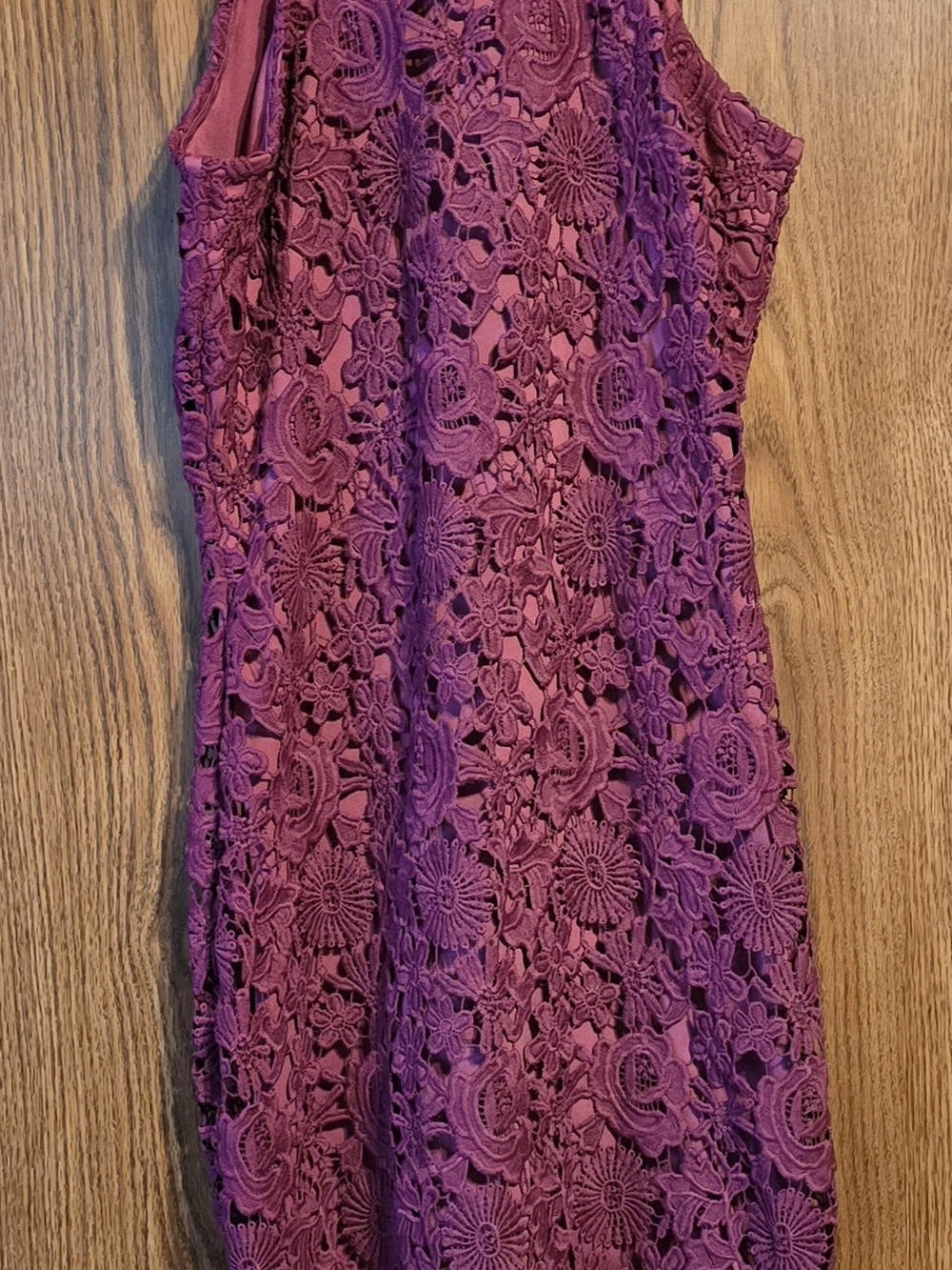 Lulu's Magenta Floral Lace Midi Dress